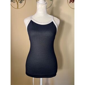 Lululemon Dark Navy Blue White Sage Green Tri Y Tank Size 4